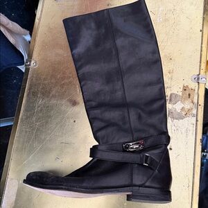 Coach Black leather boots tall with a coach logo 9